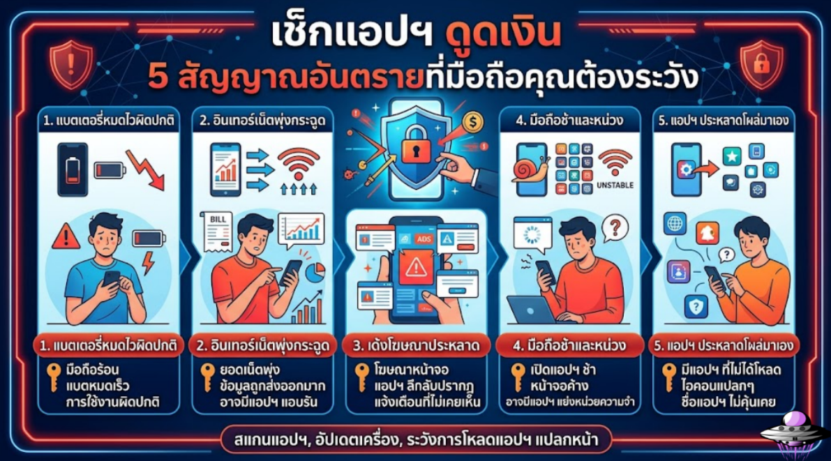 เช็กแอปฯ ดูดเงิน 5 สัญญาณอันตรายที่มือถือคุณต้องระวัง