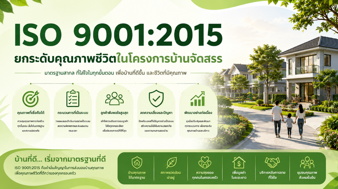 ISO 9001:2015 ยกระดับคุณภาพชีวิตในโครงการบ้านจัดสรร
