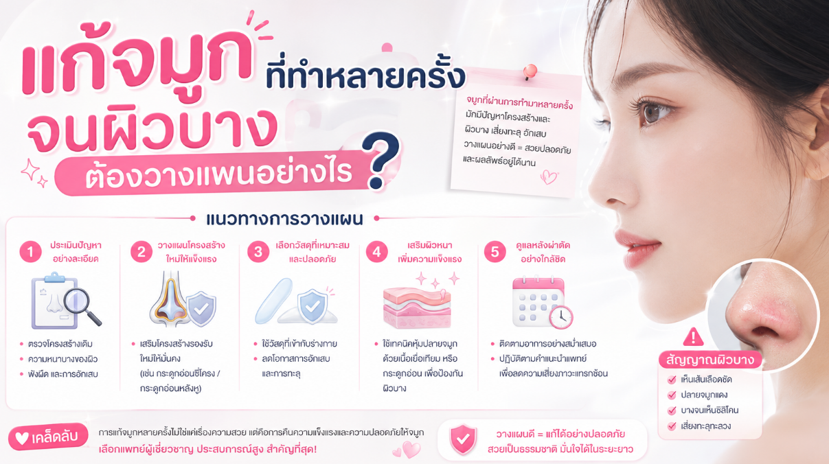 แก้จมูกที่ทำหลายครั้งจนผิวบาง ต้องวางแผนอย่างไร